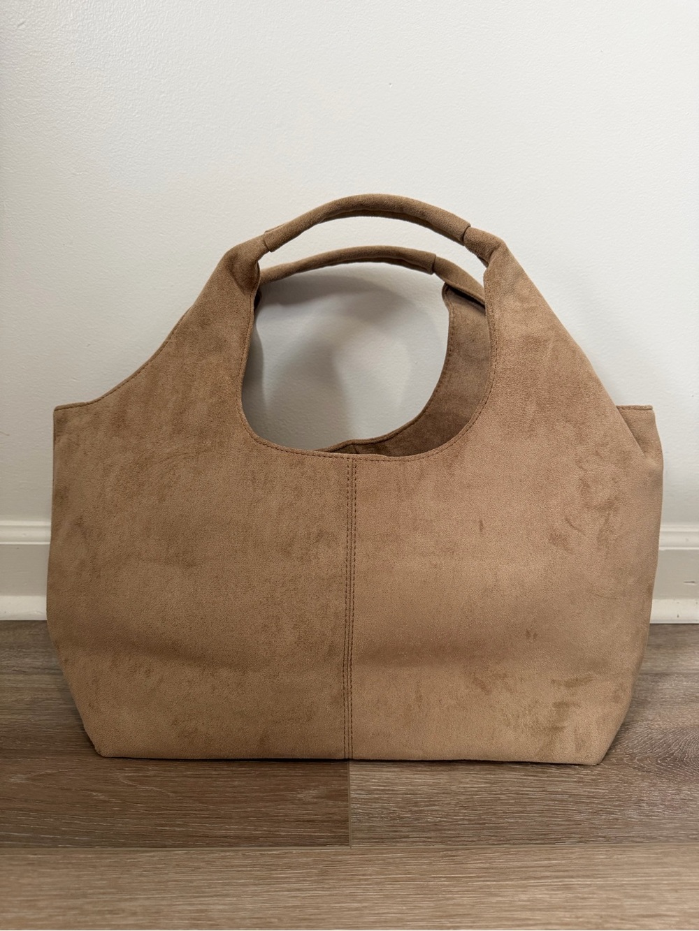 Ah Dorned Soft Suede Hobo Handbag in Beige